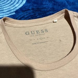 Guess T-shirt for men size L in cream color